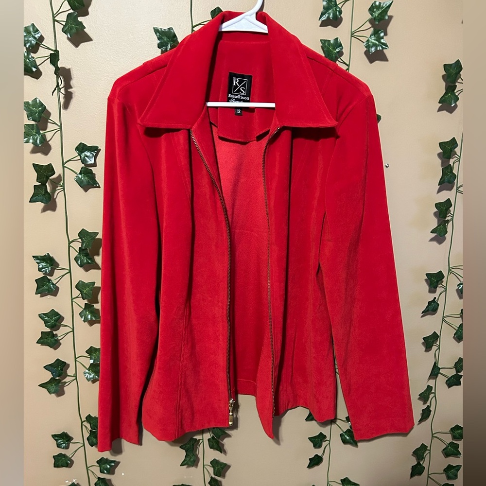 🛑 SOLD~Red Faux Suade Blazer